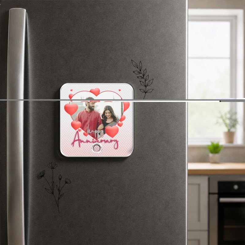 Personalized Happy Anniversary Musical Fridge Magnet for Home & Refrigerator Door Decor for Parents, Husband Wife, Bhaiya & Bhabhi Music Player